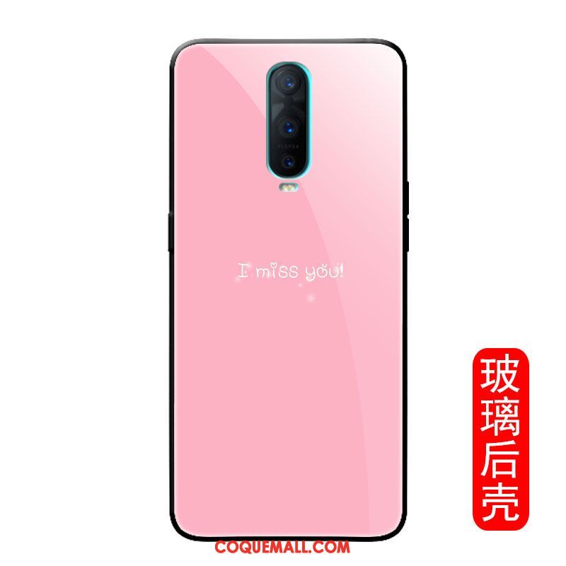 Étui Oppo R17 Pro Verre Téléphone Portable Net Rouge, Coque Oppo R17 Pro Rose Miroir