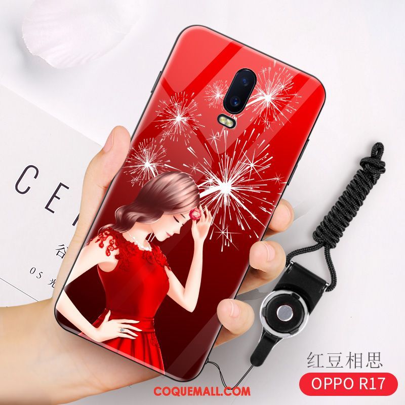 Étui Oppo R17 Protection Marque De Tendance Rouge, Coque Oppo R17 Incassable Verre