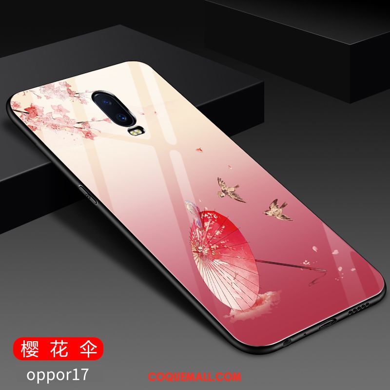 Étui Oppo R17 Rouge Incassable Net Rouge, Coque Oppo R17 Verre Créatif