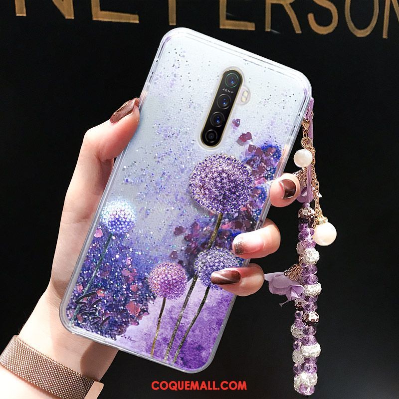 Étui Oppo Reno 2 Bracelet Incassable Quicksand, Coque Oppo Reno 2 Fleurs De Papillons Liquide