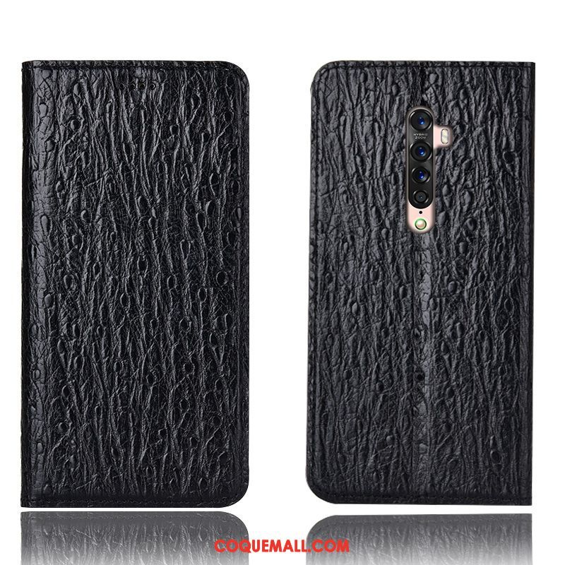 Étui Oppo Reno 2 Incassable Cuir Véritable Oiseau, Coque Oppo Reno 2 Modèle Fleurie Téléphone Portable