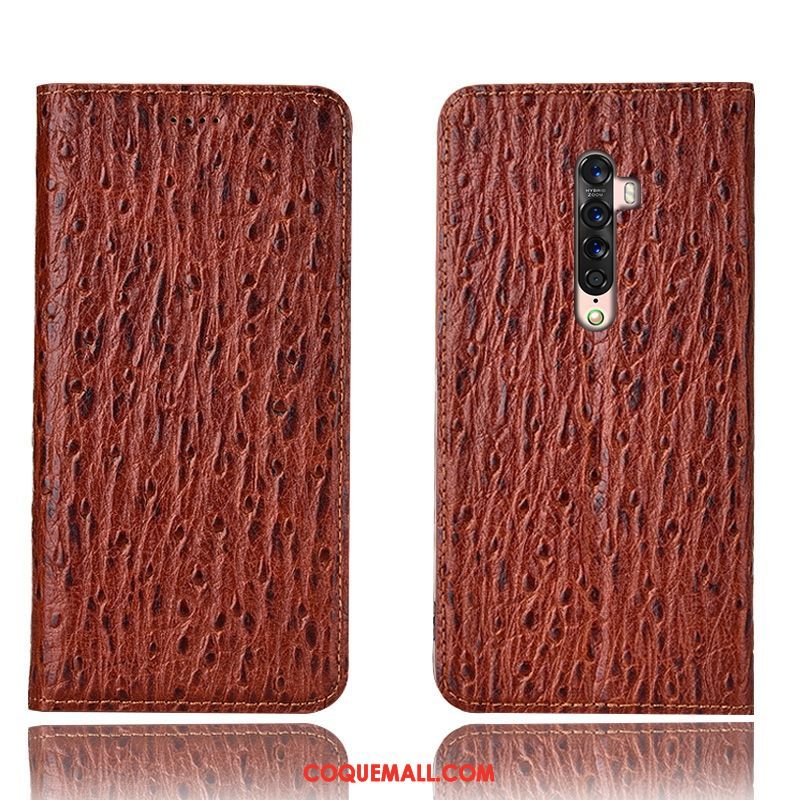 Étui Oppo Reno 2 Incassable Cuir Véritable Oiseau, Coque Oppo Reno 2 Modèle Fleurie Téléphone Portable