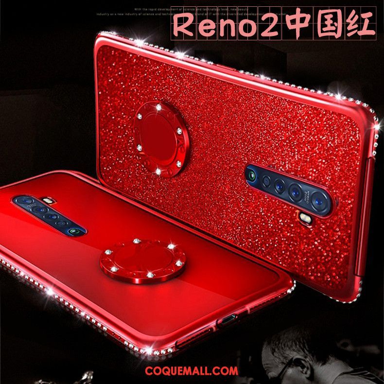 Étui Oppo Reno 2 Silicone Tout Compris Protection, Coque Oppo Reno 2 Net Rouge Incassable