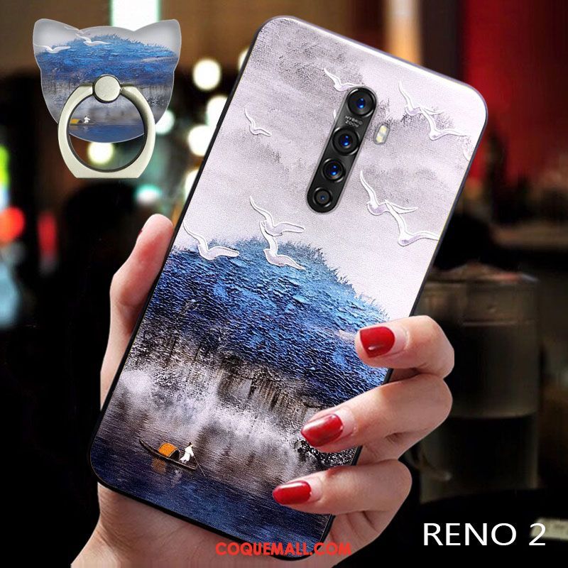 Étui Oppo Reno 2 Tendance Tout Compris Délavé En Daim, Coque Oppo Reno 2 Marque De Tendance Fluide Doux