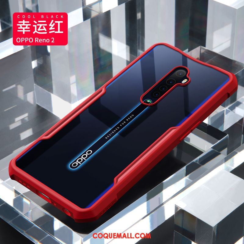 Étui Oppo Reno 2 Tout Compris Transparent Noir, Coque Oppo Reno 2 Fluide Doux Cool