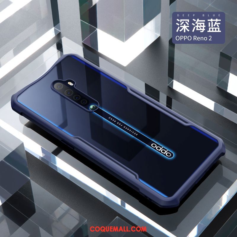 Étui Oppo Reno 2 Tout Compris Transparent Noir, Coque Oppo Reno 2 Fluide Doux Cool