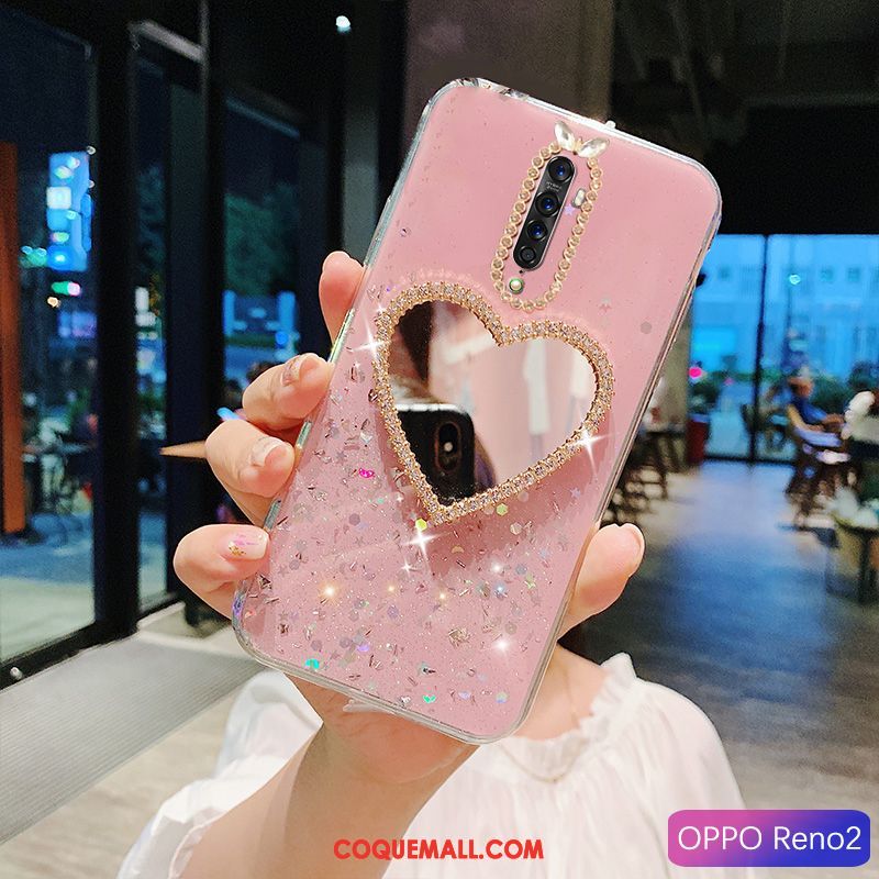 Étui Oppo Reno 2 Téléphone Portable Bleu Membrane, Coque Oppo Reno 2 Incassable Incruster Strass