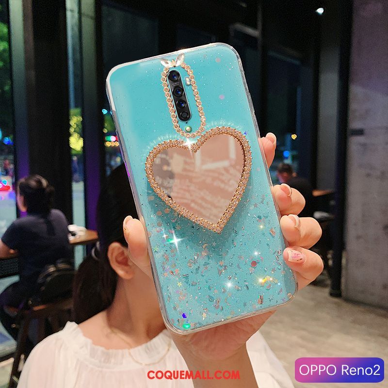 Étui Oppo Reno 2 Téléphone Portable Bleu Membrane, Coque Oppo Reno 2 Incassable Incruster Strass