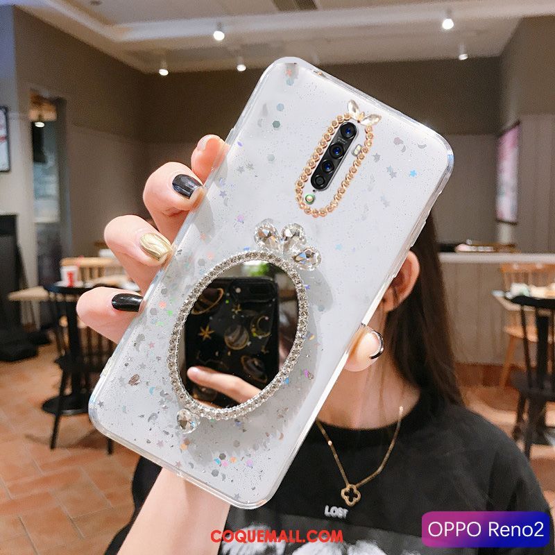 Étui Oppo Reno 2 Téléphone Portable Bleu Membrane, Coque Oppo Reno 2 Incassable Incruster Strass