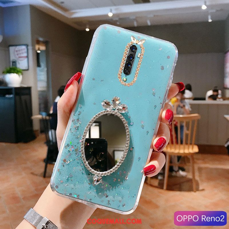 Étui Oppo Reno 2 Téléphone Portable Bleu Membrane, Coque Oppo Reno 2 Incassable Incruster Strass