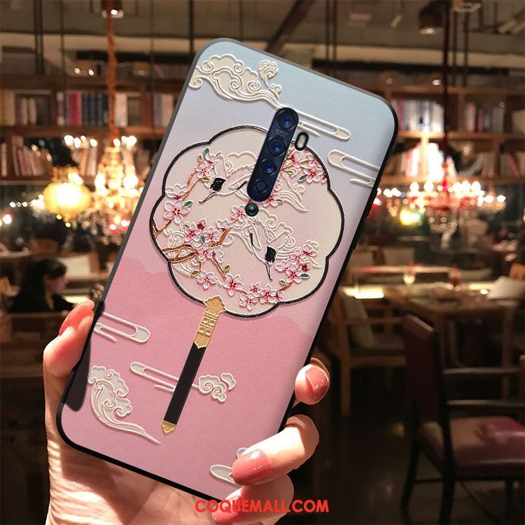 Étui Oppo Reno 2 Téléphone Portable À Franges Vent, Coque Oppo Reno 2 Fleur De Pêche Personnalité