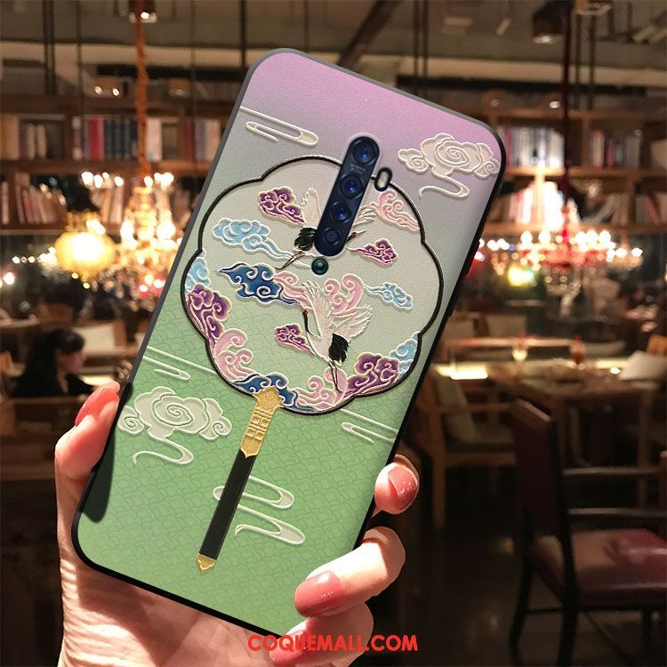 Étui Oppo Reno 2 Téléphone Portable À Franges Vent, Coque Oppo Reno 2 Fleur De Pêche Personnalité