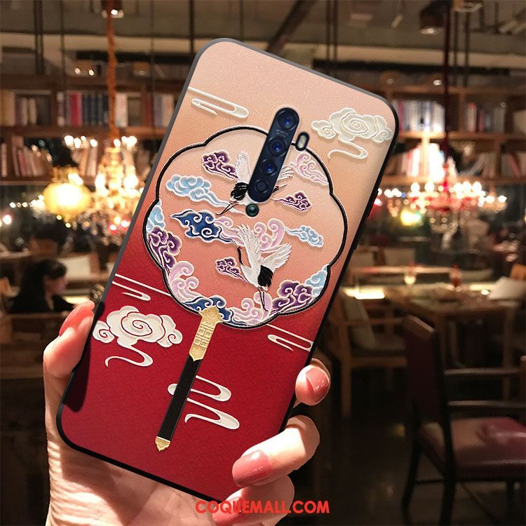 Étui Oppo Reno 2 Téléphone Portable À Franges Vent, Coque Oppo Reno 2 Fleur De Pêche Personnalité