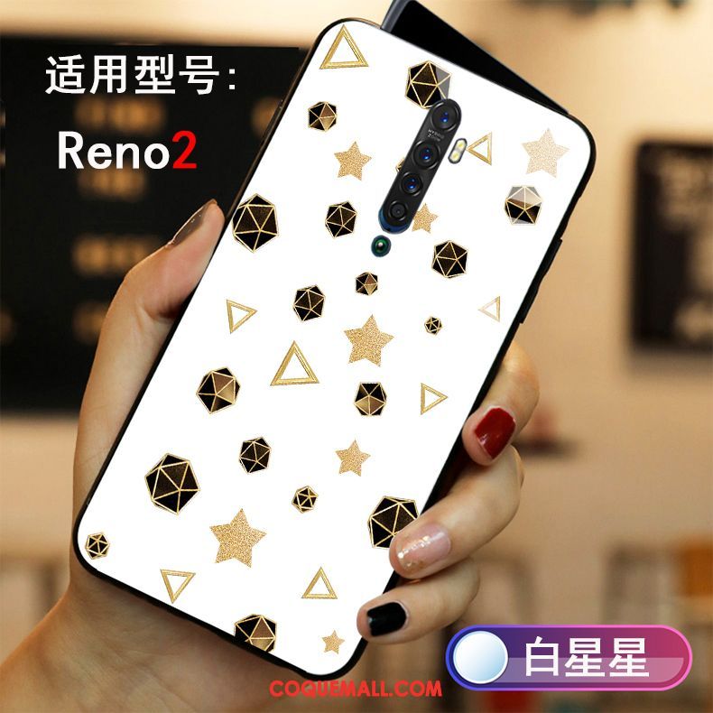 Étui Oppo Reno 2 Verre Téléphone Portable Blanc, Coque Oppo Reno 2 Protection Personnalité