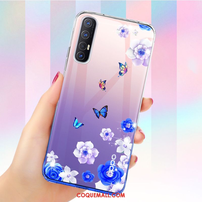 Étui Oppo Reno 3 Pro Bleu Silicone Incassable, Coque Oppo Reno 3 Pro Téléphone Portable Très Mince