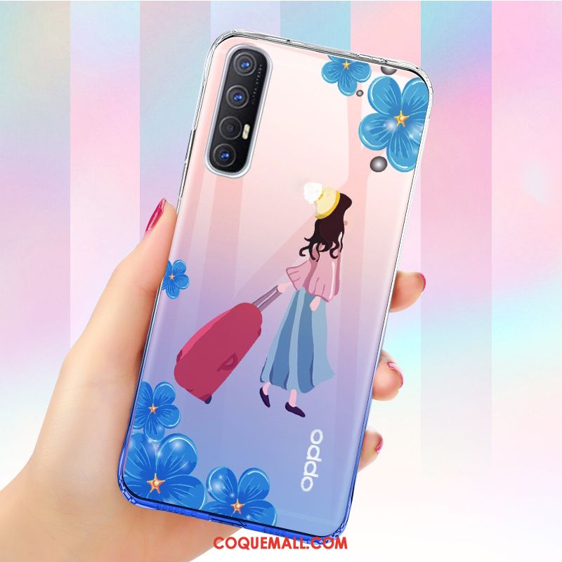 Étui Oppo Reno 3 Pro Bleu Silicone Incassable, Coque Oppo Reno 3 Pro Téléphone Portable Très Mince