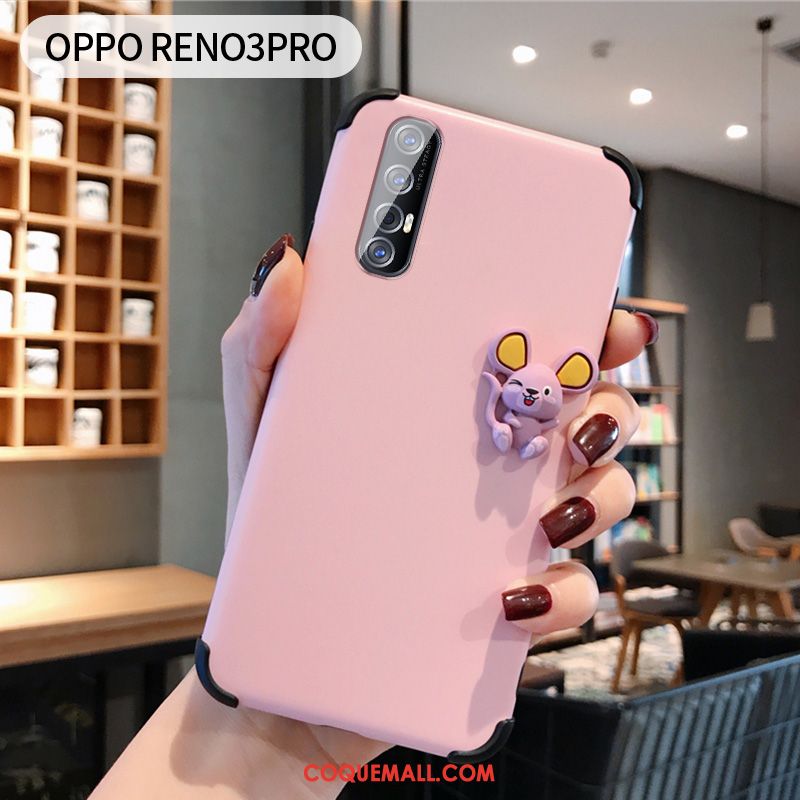 Étui Oppo Reno 3 Pro Charmant Silicone Simple, Coque Oppo Reno 3 Pro Très Mince Rose