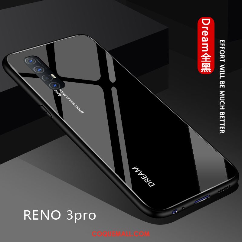 Étui Oppo Reno 3 Pro Incassable Couleur Unie Verre, Coque Oppo Reno 3 Pro Net Rouge Dégradé