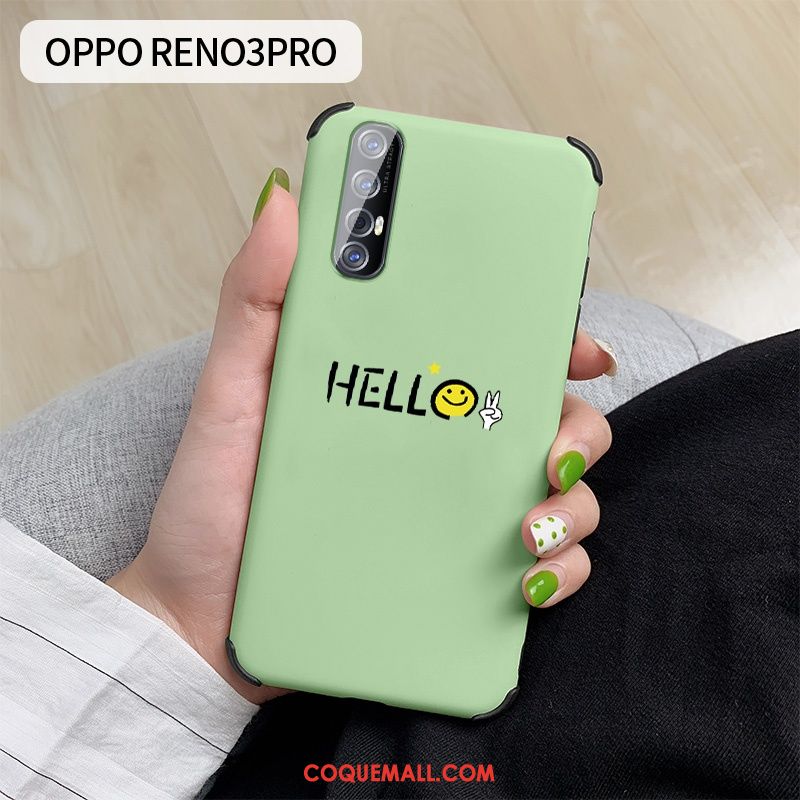 Étui Oppo Reno 3 Pro Incassable Simple Vert, Coque Oppo Reno 3 Pro Créatif Net Rouge