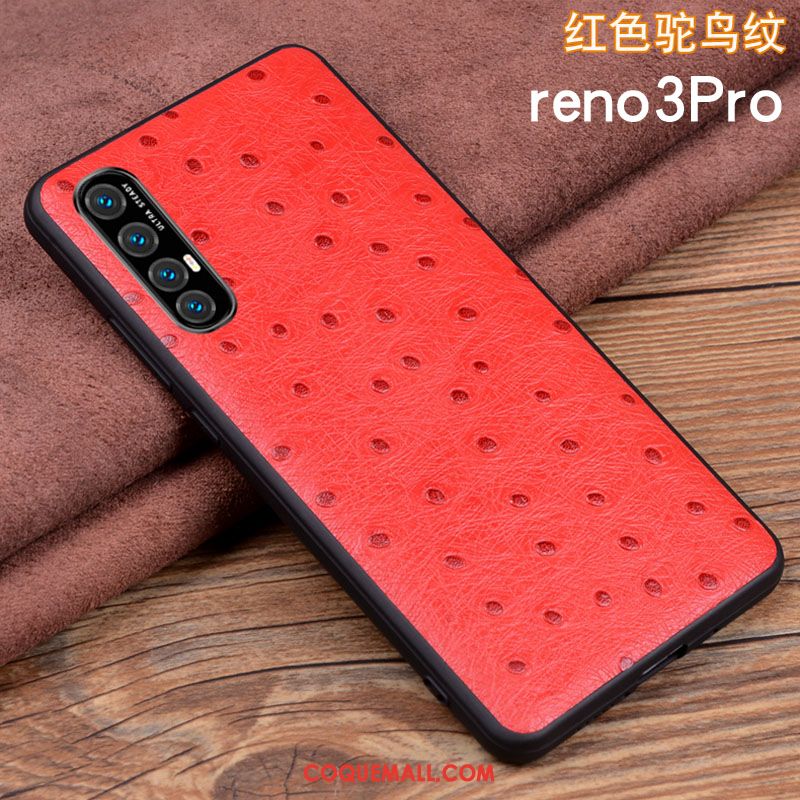 Étui Oppo Reno 3 Pro Net Rouge Cuir Véritable Silicone, Coque Oppo Reno 3 Pro Tout Compris Business Braun