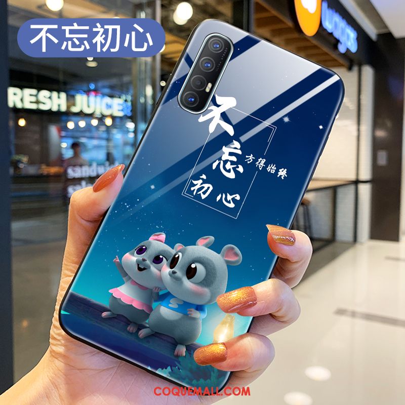 Étui Oppo Reno 3 Pro Verre Trempé Charmant Personnalité, Coque Oppo Reno 3 Pro Fluide Doux Amoureux