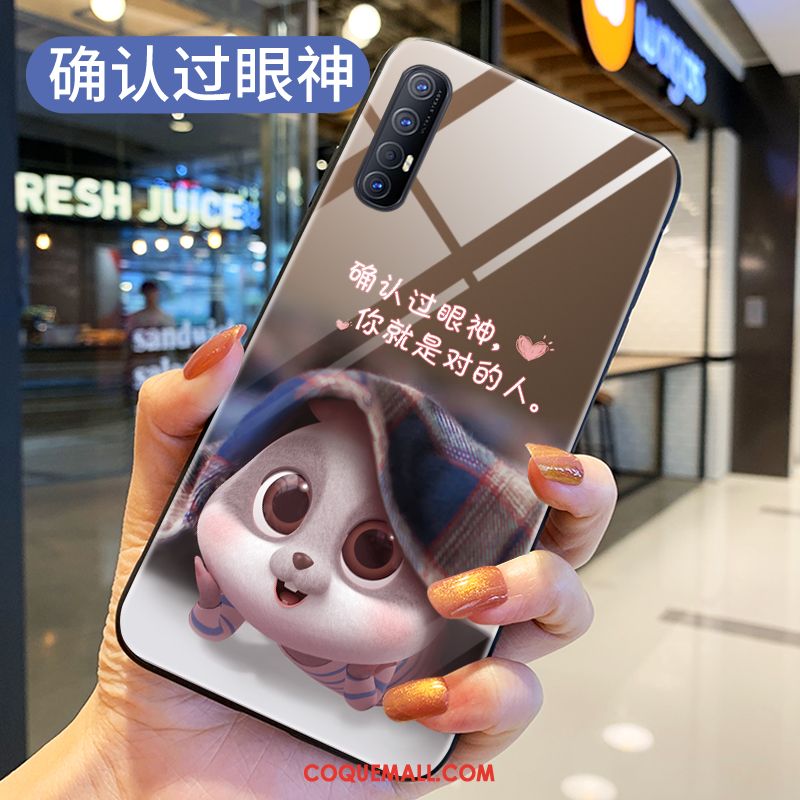 Étui Oppo Reno 3 Pro Verre Trempé Charmant Personnalité, Coque Oppo Reno 3 Pro Fluide Doux Amoureux