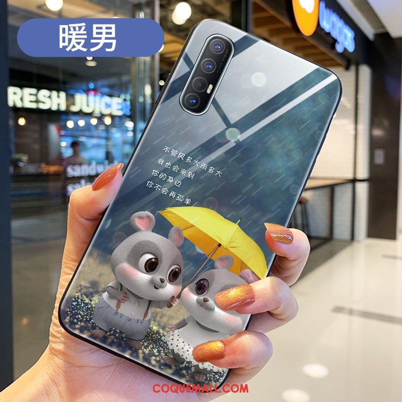 Étui Oppo Reno 3 Pro Verre Trempé Charmant Personnalité, Coque Oppo Reno 3 Pro Fluide Doux Amoureux