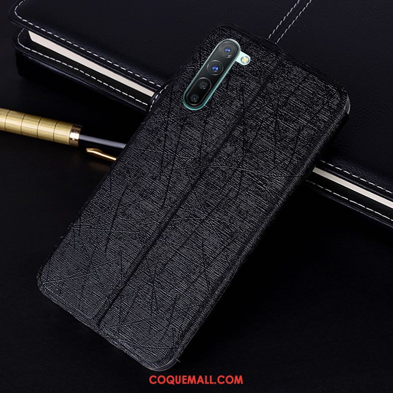 Étui Oppo Reno 3 Protection En Cuir Fluide Doux, Coque Oppo Reno 3 Bleu Tout Compris