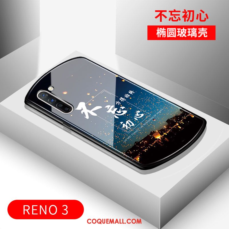 Étui Oppo Reno 3 Protection Miroir Luxe, Coque Oppo Reno 3 Noir Arc