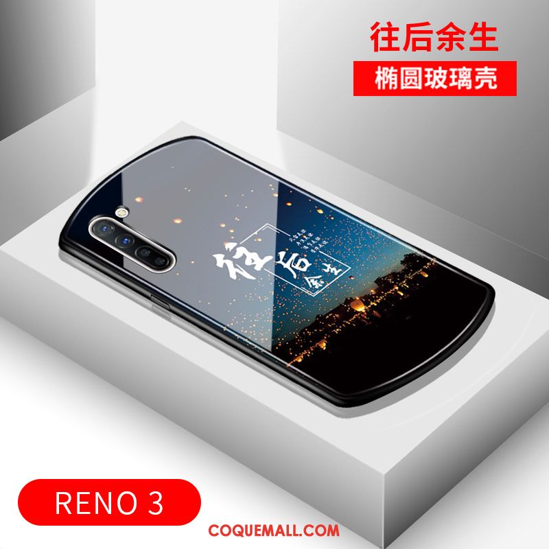 Étui Oppo Reno 3 Protection Miroir Luxe, Coque Oppo Reno 3 Noir Arc