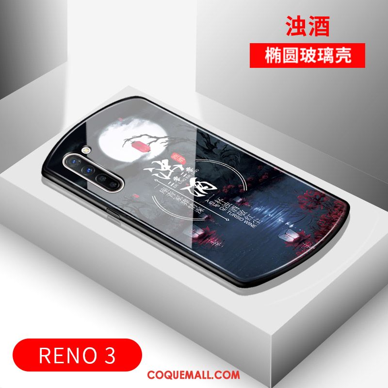 Étui Oppo Reno 3 Protection Miroir Luxe, Coque Oppo Reno 3 Noir Arc