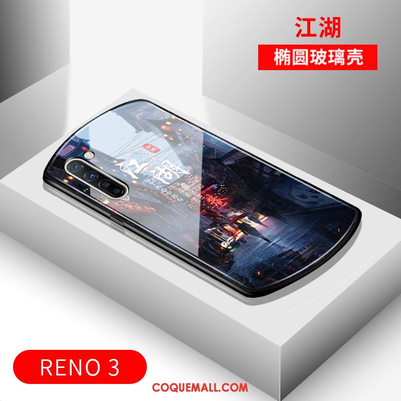 Étui Oppo Reno 3 Protection Miroir Luxe, Coque Oppo Reno 3 Noir Arc