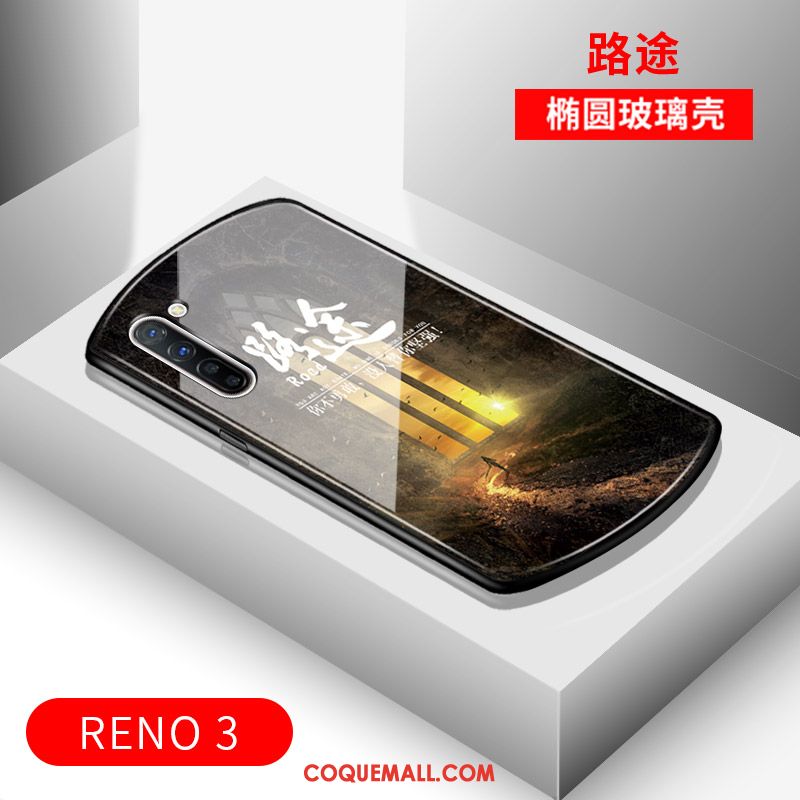 Étui Oppo Reno 3 Protection Miroir Luxe, Coque Oppo Reno 3 Noir Arc