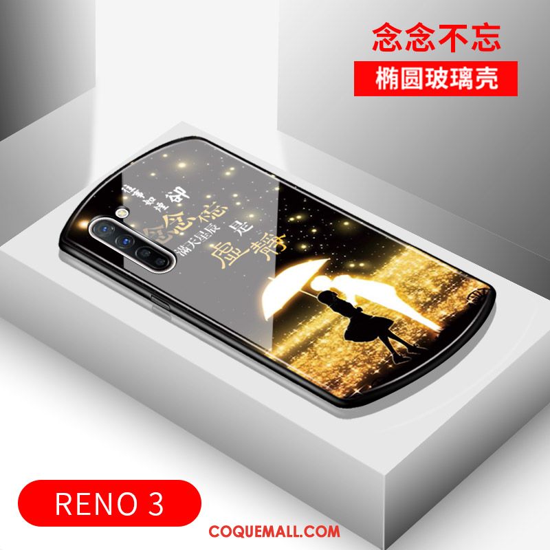 Étui Oppo Reno 3 Protection Miroir Luxe, Coque Oppo Reno 3 Noir Arc