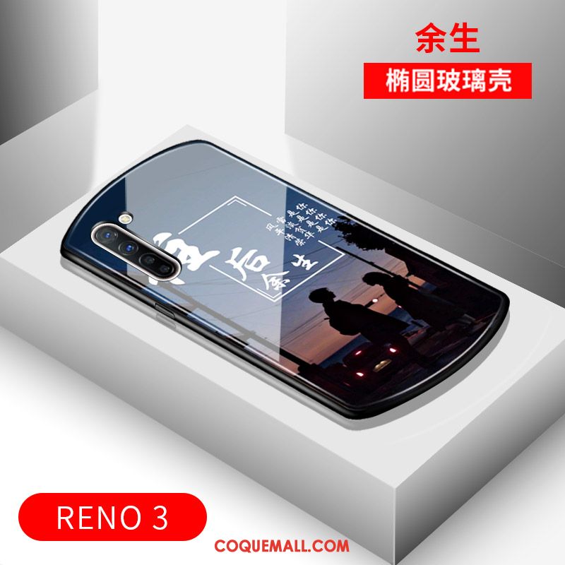 Étui Oppo Reno 3 Protection Miroir Luxe, Coque Oppo Reno 3 Noir Arc