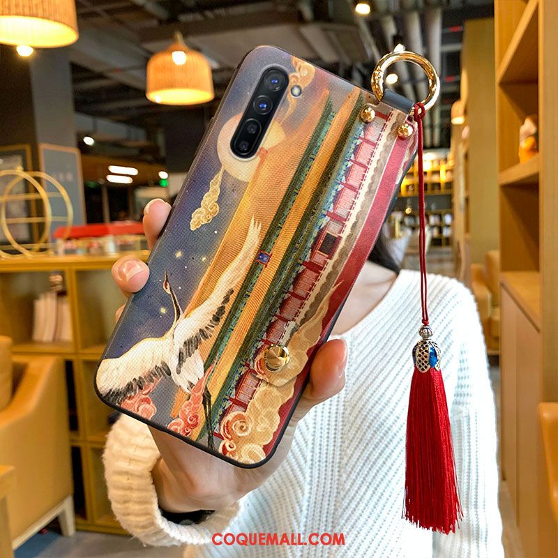 Étui Oppo Reno 3 Rouge Téléphone Portable Vent, Coque Oppo Reno 3 Fluide Doux À Franges