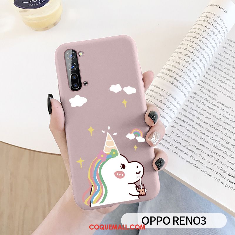 Étui Oppo Reno 3 Silicone Fluide Doux Bleu, Coque Oppo Reno 3 Téléphone Portable Créatif