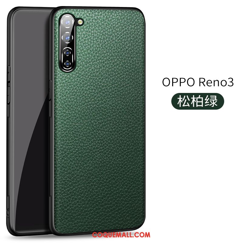 Étui Oppo Reno 3 Vert En Cuir Protection, Coque Oppo Reno 3 Nouveau Modèle Fleurie