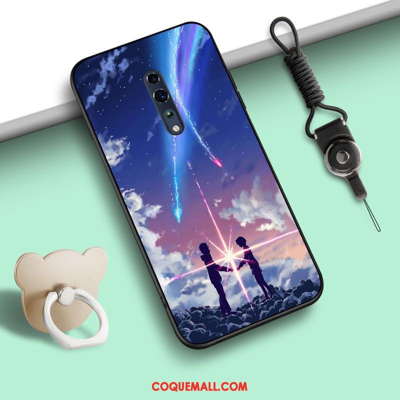 Étui Oppo Reno Z Fluide Doux Anneau Protection, Coque Oppo Reno Z Silicone Ornements Suspendus