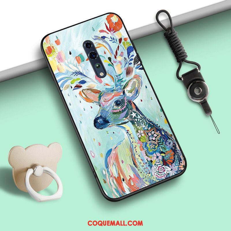 Étui Oppo Reno Z Fluide Doux Anneau Protection, Coque Oppo Reno Z Silicone Ornements Suspendus