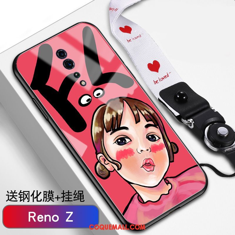 Étui Oppo Reno Z Fluide Doux Verre Tendance, Coque Oppo Reno Z Net Rouge Protection