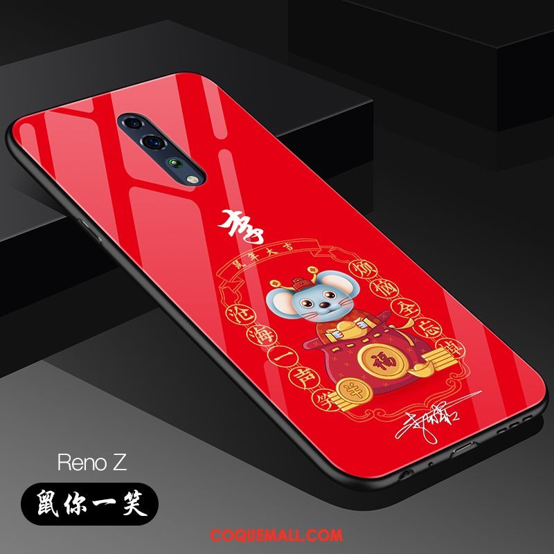 Étui Oppo Reno Z Nouveau Personnalité Rat, Coque Oppo Reno Z Verre Incassable