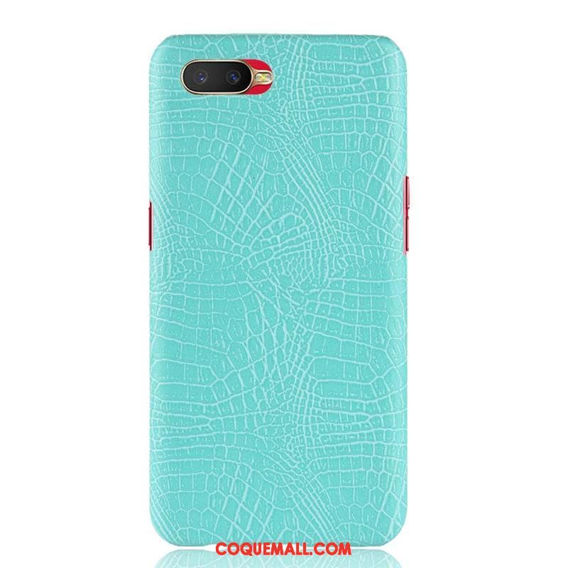 Étui Oppo Rx17 Neo Protection Crocodile Cuir, Coque Oppo Rx17 Neo Modèle Fleurie Bleu