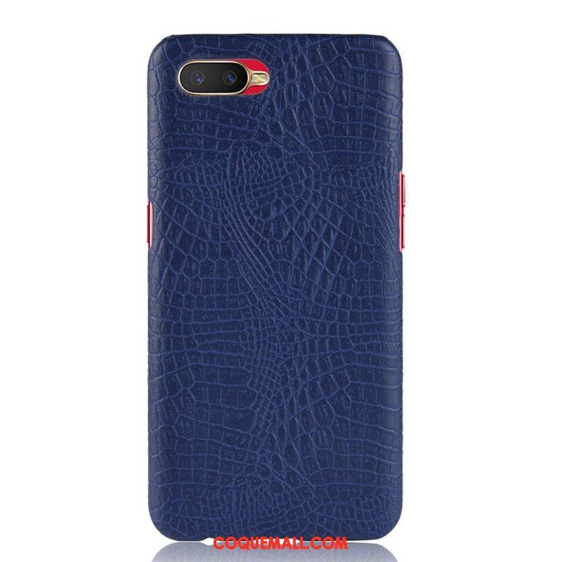 Étui Oppo Rx17 Neo Protection Crocodile Cuir, Coque Oppo Rx17 Neo Modèle Fleurie Bleu