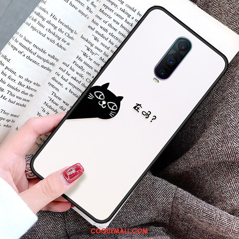 Étui Oppo Rx17 Pro Téléphone Portable Gaufrage Blanc, Coque Oppo Rx17 Pro Délavé En Daim Chat