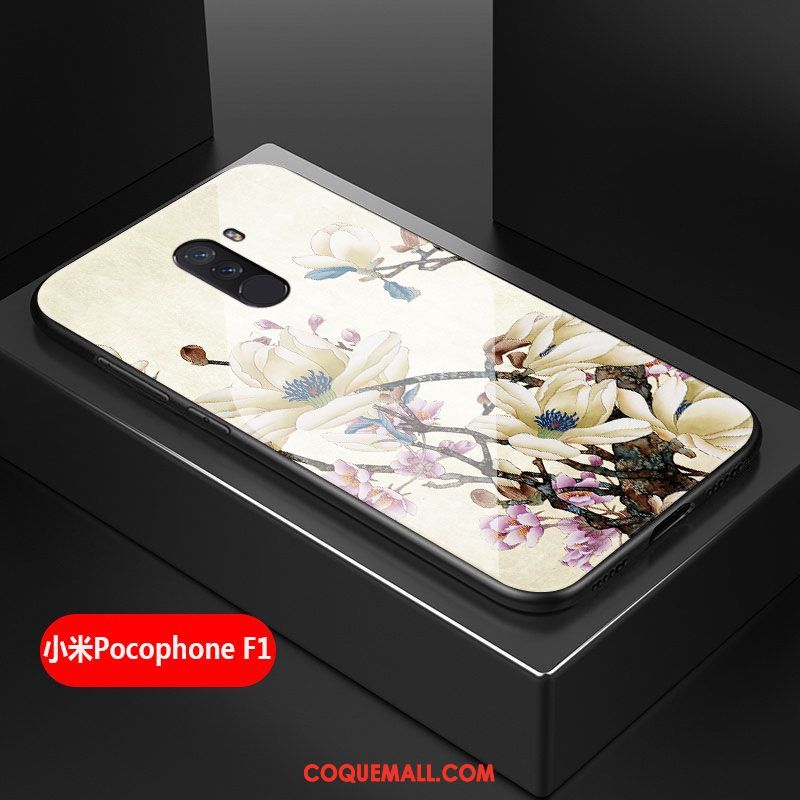 Étui Pocophone F1 Art Téléphone Portable Frais, Coque Pocophone F1 Difficile Verre Beige