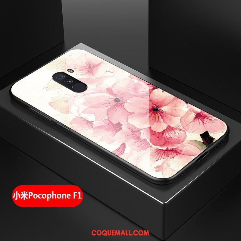 Étui Pocophone F1 Art Téléphone Portable Frais, Coque Pocophone F1 Difficile Verre Beige