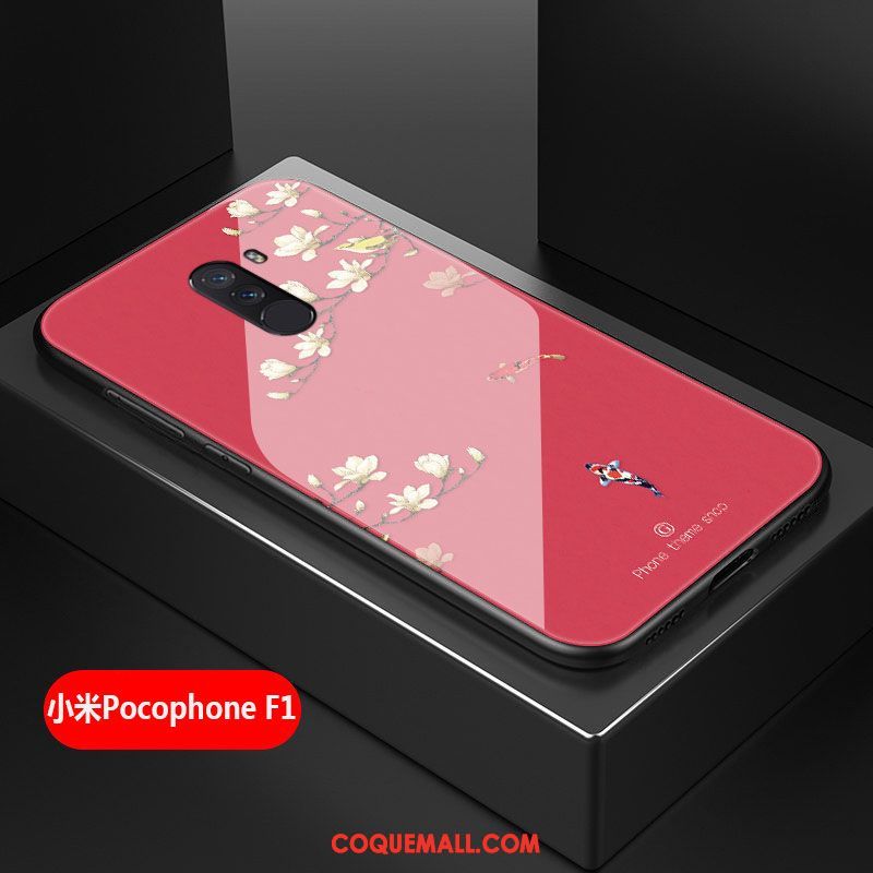 Étui Pocophone F1 Art Téléphone Portable Frais, Coque Pocophone F1 Difficile Verre Beige