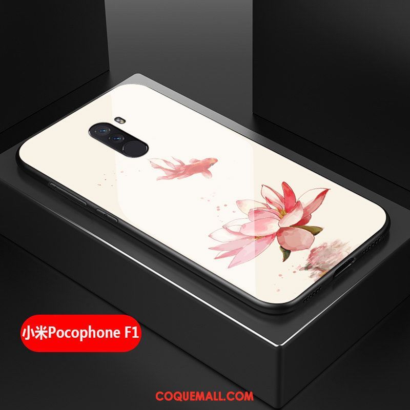 Étui Pocophone F1 Art Téléphone Portable Frais, Coque Pocophone F1 Difficile Verre Beige