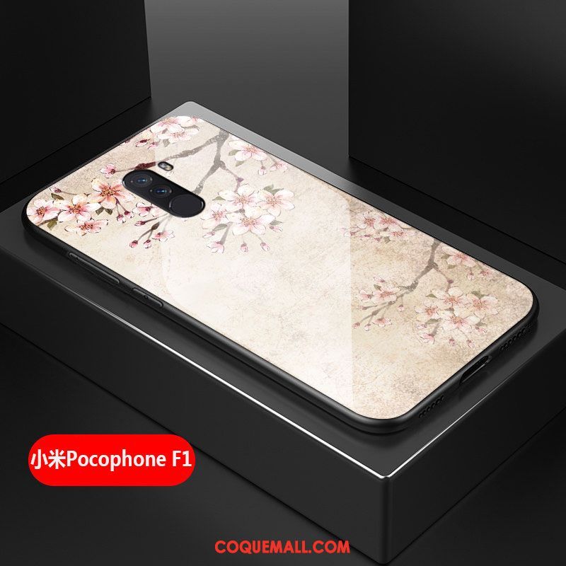 Étui Pocophone F1 Art Téléphone Portable Frais, Coque Pocophone F1 Difficile Verre Beige